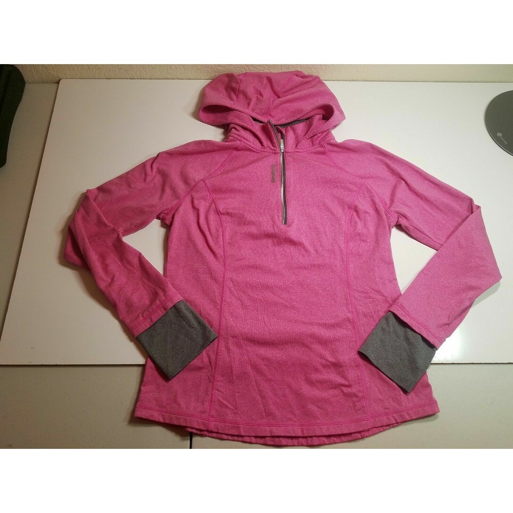 Women's Reebok Full Zip Athletic Pink Long Sleeve Workout Jacket Medium Pocket